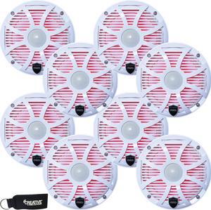 Wet Sounds - Four Pairs Of REVO 6-SWW White Closed SW Grille 6.5 Inch Marine LED Coaxial Speakers