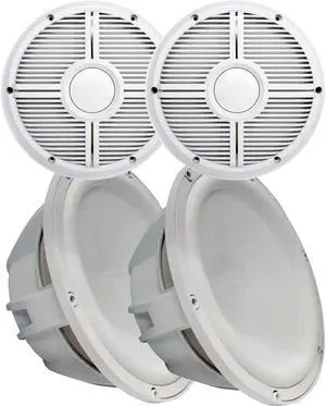 Two Wet Sounds Revo 12" Subwoofers & Grills - White Subwoofers & White Closed Face XW Grills - 4 Ohm