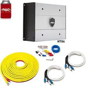 Wet Sounds HTX4 Package: 600 watt 4-channel amplifier & Stinger 7-Meter 4-Gauge Amplifier Wiring Kit w/ RCAs