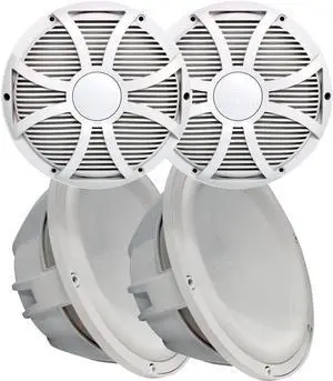 Two Wet Sounds Revo 12" Subwoofers & Grills - White Subwoofers & White Closed Face SW Grills - 4 Ohm