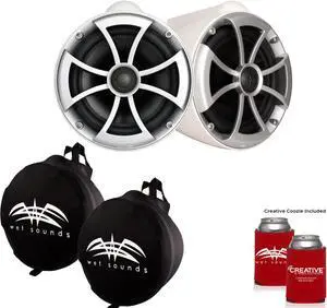 Wet Sounds ICON8-WX ICON Series X-Mount Wake Tower Speakers (pair) with Wet Sounds Suitz8 Speaker Covers