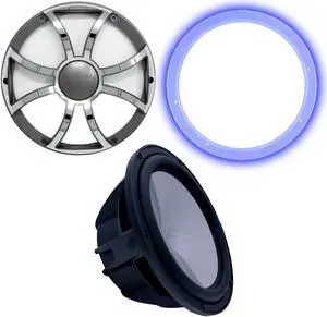 Wet Sounds Revo 12" Subwoofer, Grill, & RGB LED Ring - Black Subwoofer & Gunmetal  Steel Grill - 4 Ohm