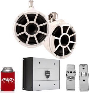 Wet Sounds for Nautique FC5 Towers - REV10 10" White Swivel Tower Speakers, Nautique Tower Adapters & HTX4 Amplifier