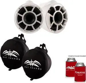 Wet Sounds REV 8 X Mount Tower Speakers with Wet Sounds Suitz speaker Covers - WHITE