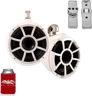 Wet Sounds for Nautique FC5 Towers - REV10 10" White Swivel Tower Speakers & Mastercraft Tower Adapters
