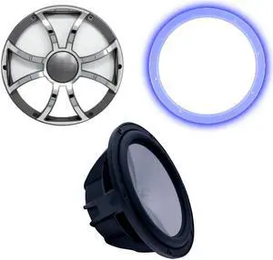 Wet Sounds Revo 10" Subwoofer, Grill, & RGB LED Ring - Black Subwoofer & Gunmetal  Steel Grill - 4 Ohm