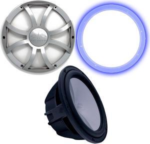Wet Sounds Revo 12" Subwoofer, Grill, & RGB LED Ring - Black Subwoofer & Silver XS Grill - 2 Ohm