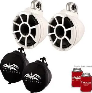 Wet Sounds REV 10 Fixed Clamp Tower Speakers with Wet Sounds Suitz speaker Covers - White