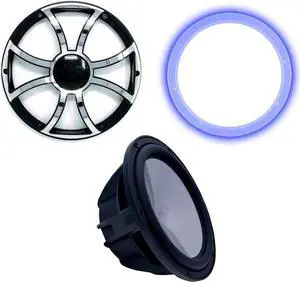 Wet Sounds Revo 10" Subwoofer, Grill, & RGB LED Ring - Black Subwoofer & Black Grill With  Steel Inserts - 4 Ohm