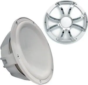 Wet Sounds Revo 12" Subwoofer & Grill - White Subwoofer & White Grill With Stainless Steel Inserts - 4 Ohm