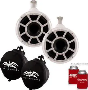 Wet Sounds REV 8 Fixed Clamp Tower Speakers with Wet Sounds Suitz speaker Covers - White