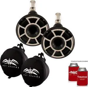 Wet Sounds REV 8 Swivel Clamp Tower Speakers with Wet Sounds Suitz speaker Covers - Black