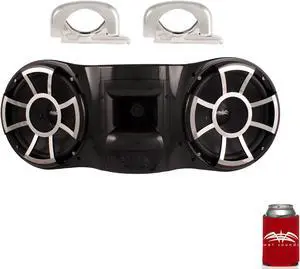 Wet Sounds REV 410 Tower Speaker with Mini Fixed Clamp, fits 1" to 1-7/8" pipes - BLACK