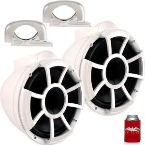 Wet Sounds REV10 White 10" Tower Speakers with Mini Fixed Clamps - Fits 1" to 1 7/8" Pipe