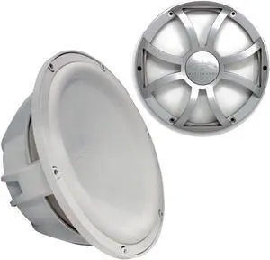Wet Sounds Revo 12" Subwoofer & Grill - White Subwoofer & Silver XS Grill - 4 Ohm