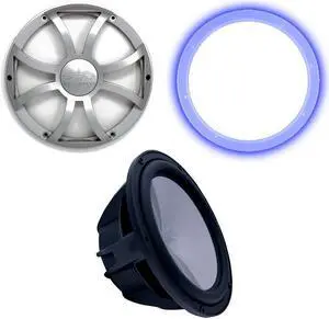Wet Sounds REVO10 High Power S4-B Revo 10" Sub with LED Ring & Grill - Black Subwoofer & Silver XS Grill
