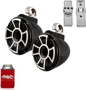 Wet Sounds for Nautique FC5 Towers - REV10 10" Black Swivel Tower Speakers & Nautique Tower Adapters