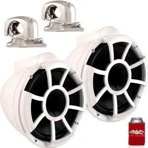 Wet Sounds REV10 White 10" Tower Speakers with Mini Swivel Clamps - Fits 1" to 1 7/8" Pipe