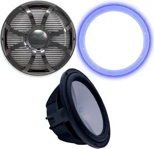 Wet Sounds REVO12 High Power S4-B Revo 12" Sub with LED Ring & Grill - Black Subwoofer & Black Closed Face SW Grill