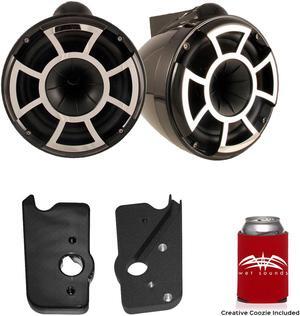 Wet Sounds For Malibu G3 Tower System REV10B-X 10" Pair Black X-Mount Tower Speakers & Polished Adapters