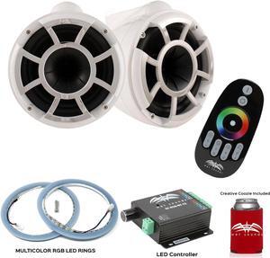 Wet Sounds REV10W-X X-Mount Tower Speakers with RGB LED Speaker Rings & LED Music Controller
