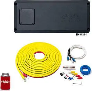 Wet Sounds STX Micro-1 Compact Chassis Class D Marine Grade Amplifier + 7 Meter Marine Wiring Kit