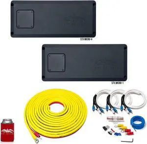 Wet Sounds - STX Micro-1 Subwoofer Amp, STX Micro-4 4-Channel Amp, And 7 Meter Marine Wiring Kit