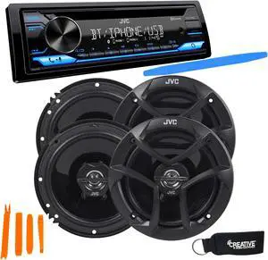 JVC KD-T710BT - CD Receiver featuring Bluetooth, Front USB, AUX, Amazon Alexa + Two Pairs Of JVC 6.5" Speakers