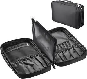 Byootique Portable Multi Brush Holder Makeup Bag Cosmetic Organizer Polyester Storage Artist Travel Home Case with Belt Strap (Only Bag)