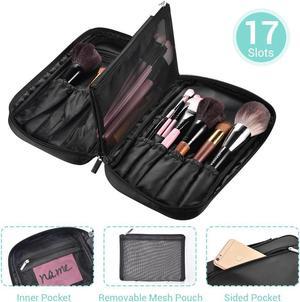 Byootique Portable Multi Brush Holder Makeup Bag Cosmetic Organizer Polyester Storage Artist Travel Home Case with Belt Strap (Only Bag)