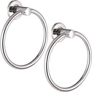 Aquaterior 2 Pack Stainless Steel Towel Ring Holder Hanger Chrome Wall-Mounted Bathroom