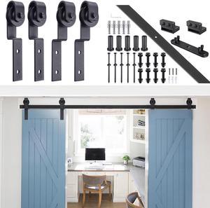 6.6 FT Country Style European American Bypass Steel Sliding Barn Wood Door Hardware Roller Track Kit