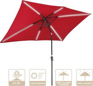 Yescom 10x6.5 Ft Solar Powered Patio Umbrella with Tilt and Crank Market Deck Garden