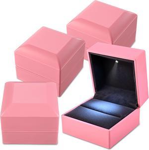 Yescom LED Ring Box Jewelry Wedding Engagement Proposal Lighted Pin Storage Case 4 Pack