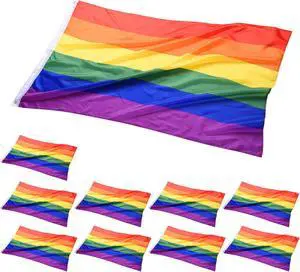 Yescom 5x3 Ft Rainbow Flag Gay Pride Lesbian LGBT Banner Polyester with Grommet 10 Pack