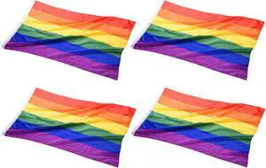 Yescom 5x3 Ft Rainbow Flag Gay Pride Lesbian LGBT Banner Polyester with Grommets 4 Pack