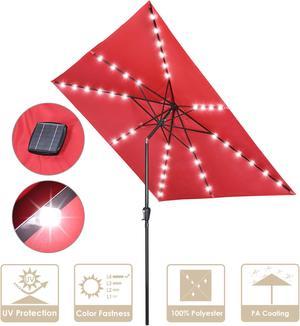 Yescom 10x10Ft LED Light Patio Umbrella Solar Power 8-Rib Crank Tilt for Outdoor Yard Garden Poolside, USB Port PA Coat