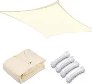 Yescom 16x16 Ft 97% UV Block Square Sun Shade Sail Heavy Duty HDPE Canopy Patio Yard