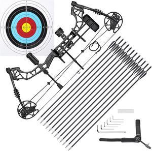 Yescom Compound Bow Kit Draw Weight 35-70 Lbs Fit Adult Professional Hunting Bow Target Practice Arrow Archery, Black