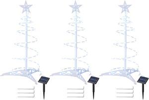 2 Ft LED Christmas Spiral Light with Star Finial Solar Panel Decoration 3 Kits