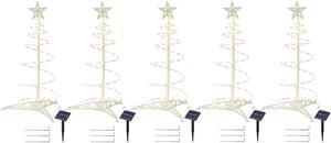 2 Ft LED Christmas Spiral Light with Star Finial Solar Panel Decoration 5 Kits