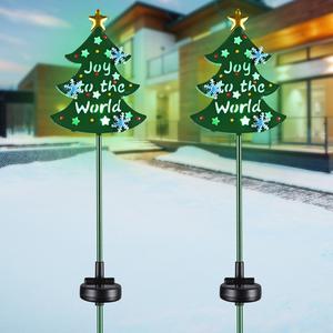 Solar Christmas Tree Stake Lights Solar Pathway Light for Garden Yard Lawn 2Pcs