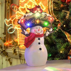 Resin Snowman Light Tabletop Christmas Decoration LED Party Ornament Home Indoor