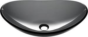 Aquaterior Oval Tempered Glass Vessel Sink Vanity Above Counter Top Mount Basin