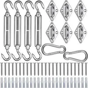 Triangle Sun Shade Sail Hardware Kit 304 Anti-Rust Stainless Steel Lawn 2 Pack