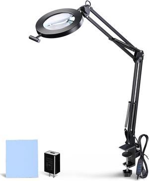 Magnifying Lamp Dimmable, 10x Magnifying Desk Lamp, 120 Pcs LED and 5 Inches Lens with Stainless Steel Arm (Green)