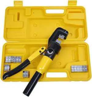 Yescom 10 Ton Hydraulic Wire Crimper Battery Cable Lug Terminal Crimping Tool with 9 Dies