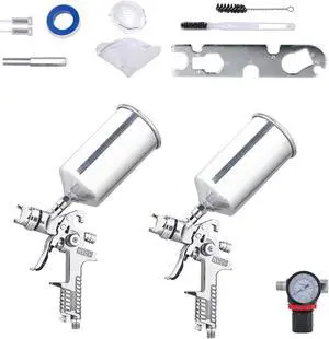 1.3 1.8 6Pcs Gravity HVLP Air Spray Gun Kit Auto Paint Primer Basecoat Clearcoat