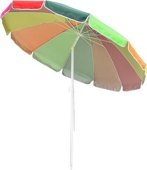 Yescom 8ft Rainbow Beach Umbrella Sunshade with Tilt Sand Anchor UV Protection Outdoor