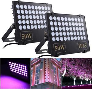 2Pcs 50W LED Blacklights Floodlights IP65 Waterproof Lamp Bulb Stage Party Indoor Outdoor